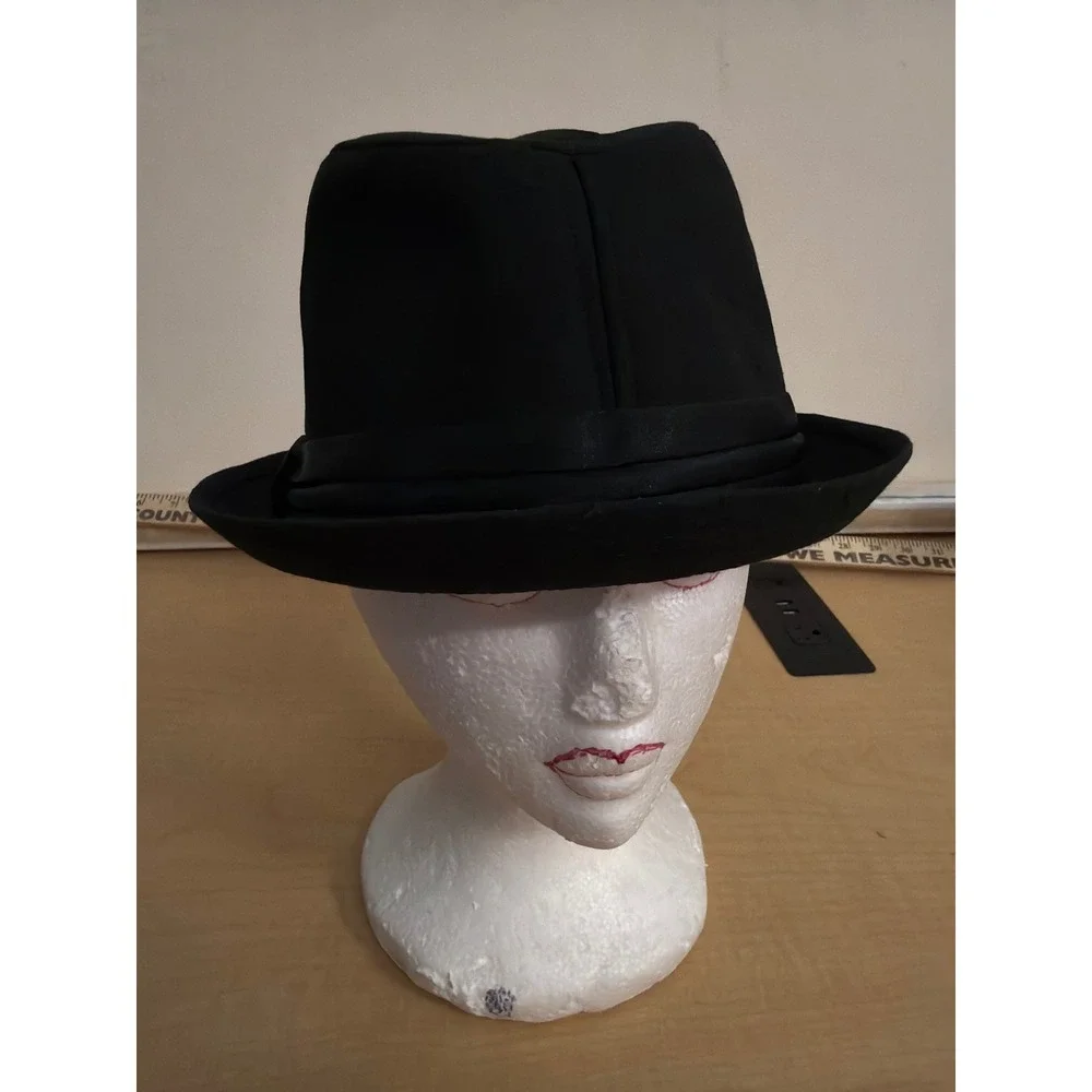 Classic Black Fedora Hat Pleated Band Structured Dress Hat Style S138